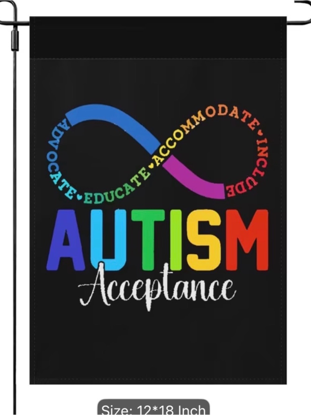 Autism Acceptance Garden Flag 12x18 Rainbow Infinity Yard Decor New